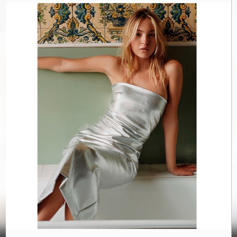 Stunning Zara Silver Metallic Dress
